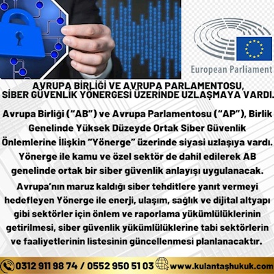 Avrupa Birliği (AB) ve Avrupa Parlamentosu (AP) Siber Güvenlik Yönergesi