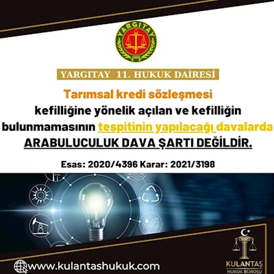 Yargıtay 11. Hukuk Dairesi    Esas: 2020/4396 Karar: 2021/3198